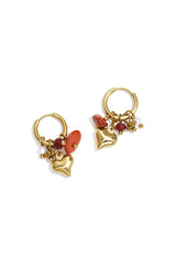 Stainless Steel Drop Earrings Heart Crimson