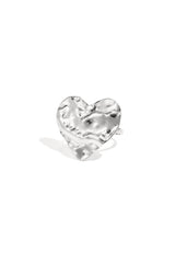 Stainless Steel Statement Ring Heart silver color One Size