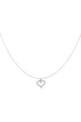 Rhinestone heart necklace silver color