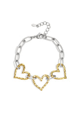 Stainless Steel Chain Bracelets Heart Casual Daily Simple Series Women's jewelry Gold and silver color