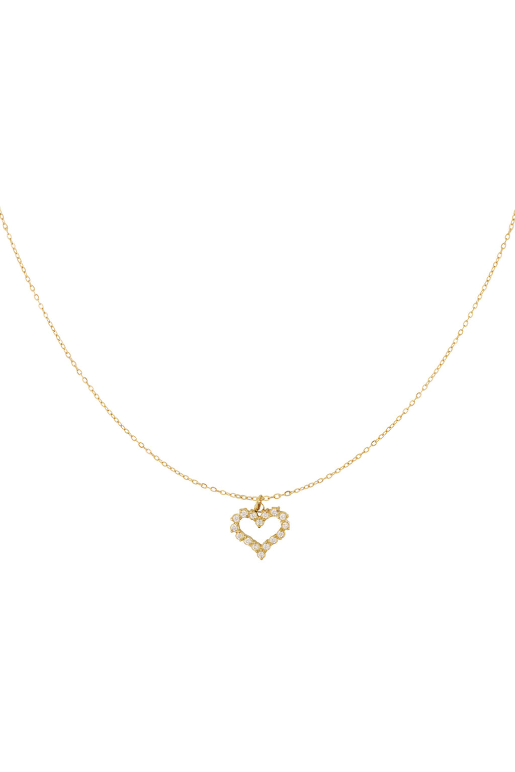 Rhinestone heart necklace Gold color