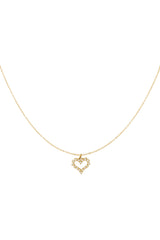Rhinestone heart necklace Gold color
