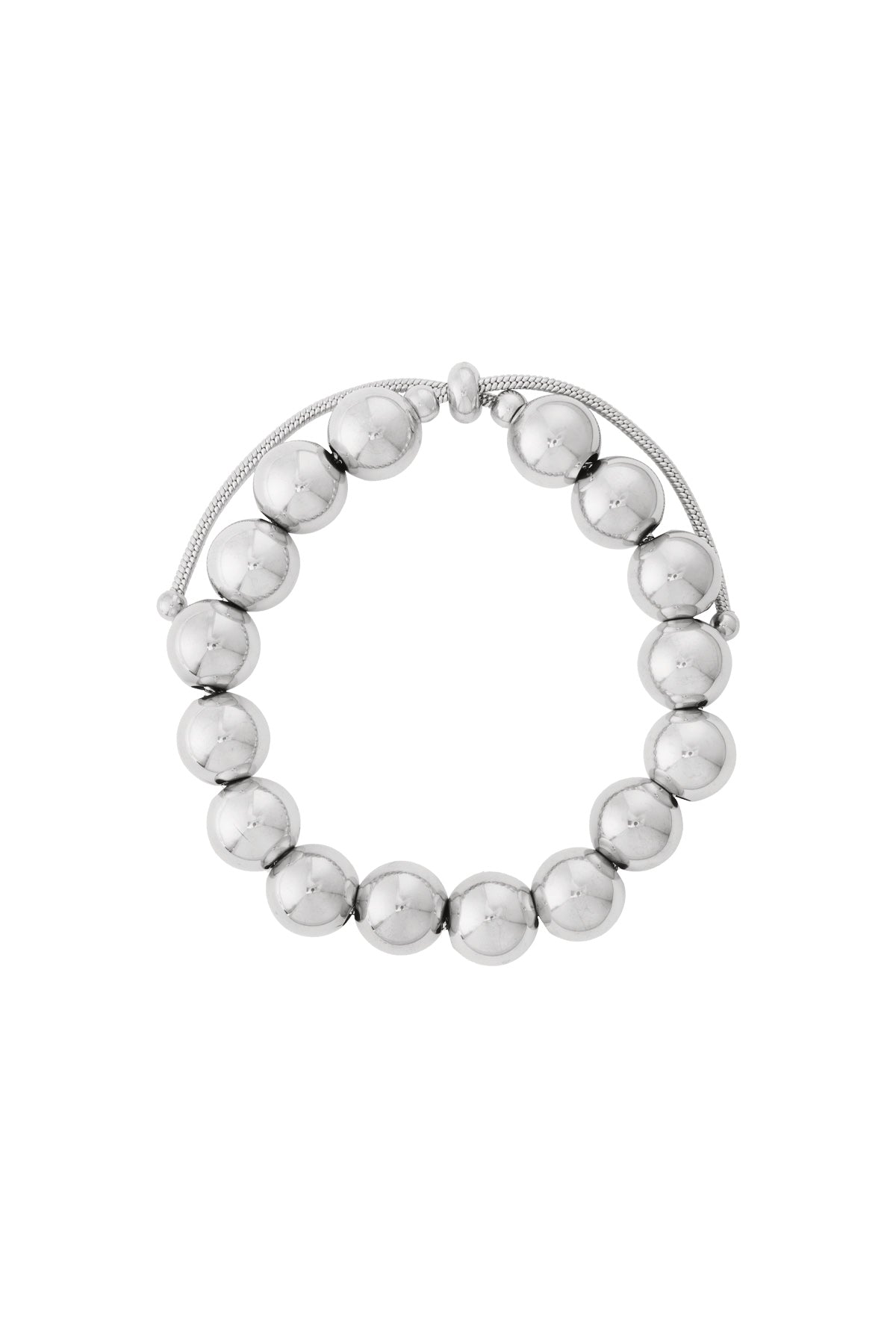 Hollow bead bracelet-12mm silver color