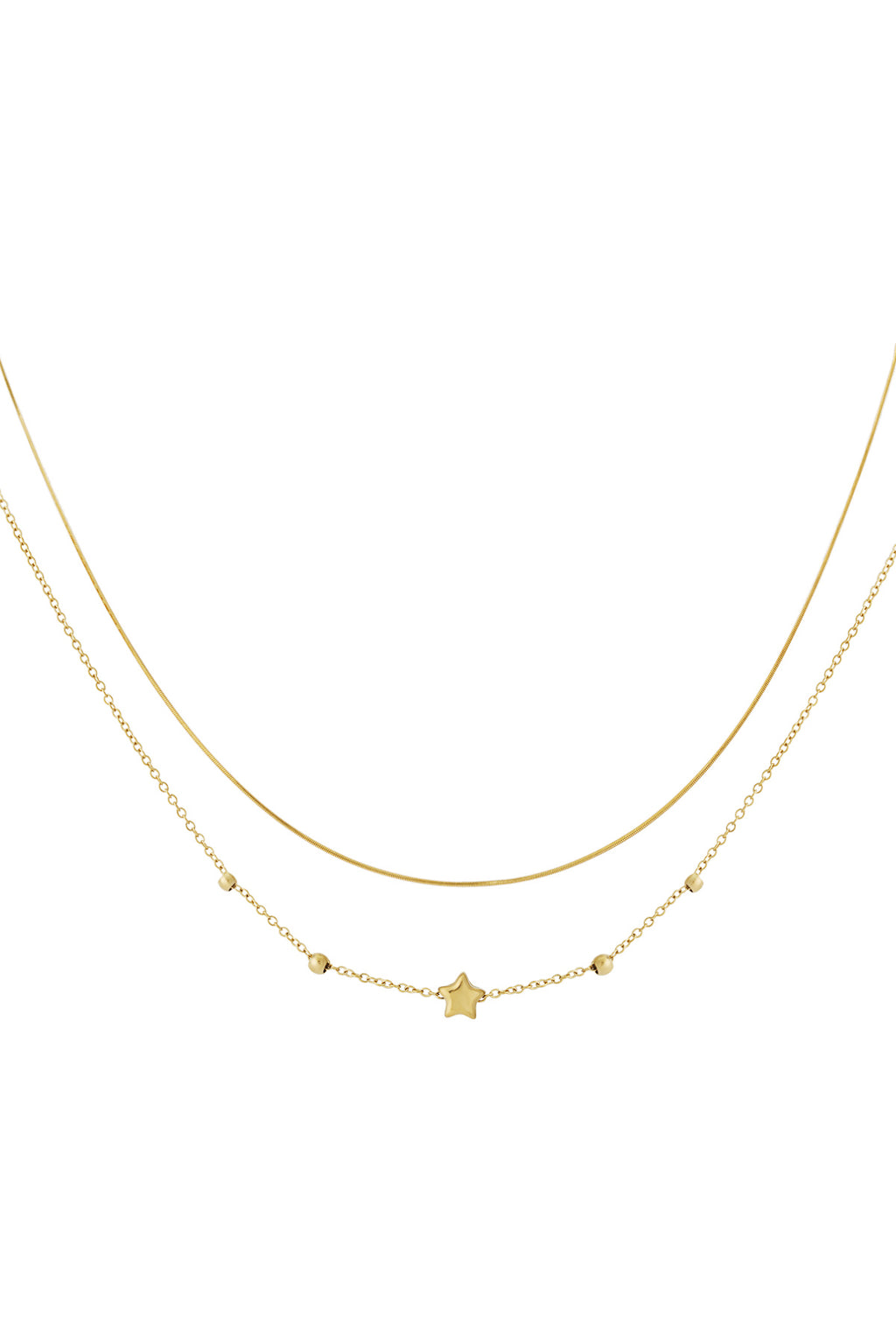 Double Layered Star Necklace Gold color