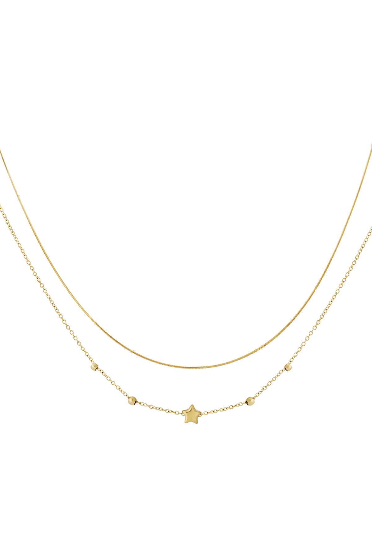Double Layered Star Necklace Gold color