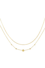 Double Layered Star Necklace Gold color