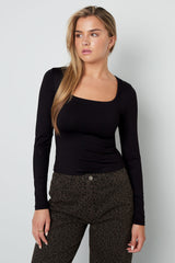 Knitted Nylon Women's Long Sleeve Top Basic Solid Color