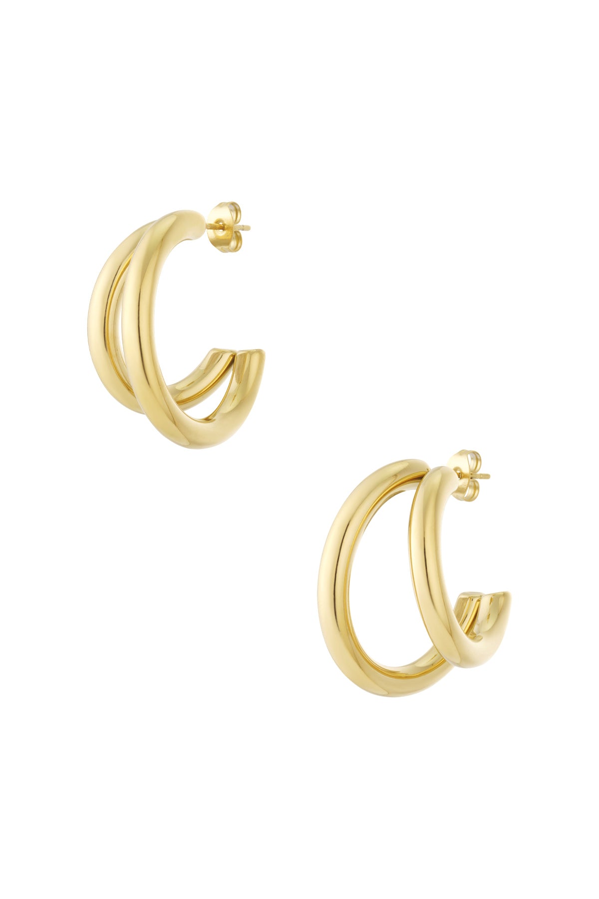 Small double hoop earrings Gold color