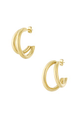 Small double hoop earrings Gold color
