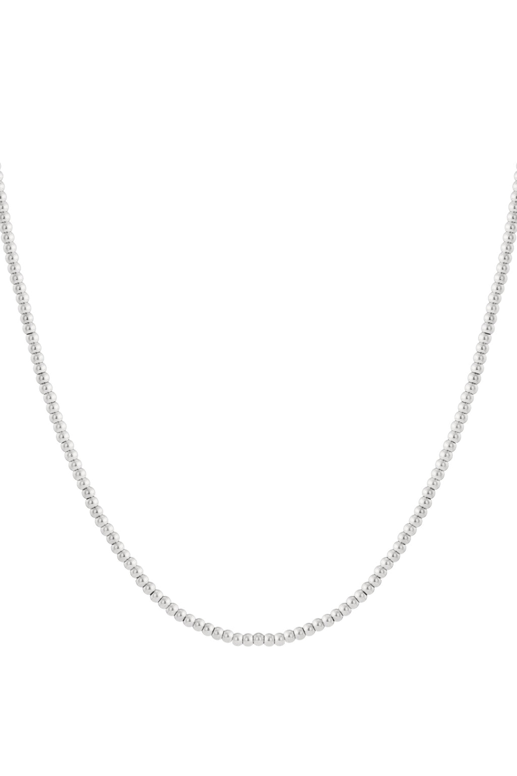 Solid bead necklace-5mm silver color