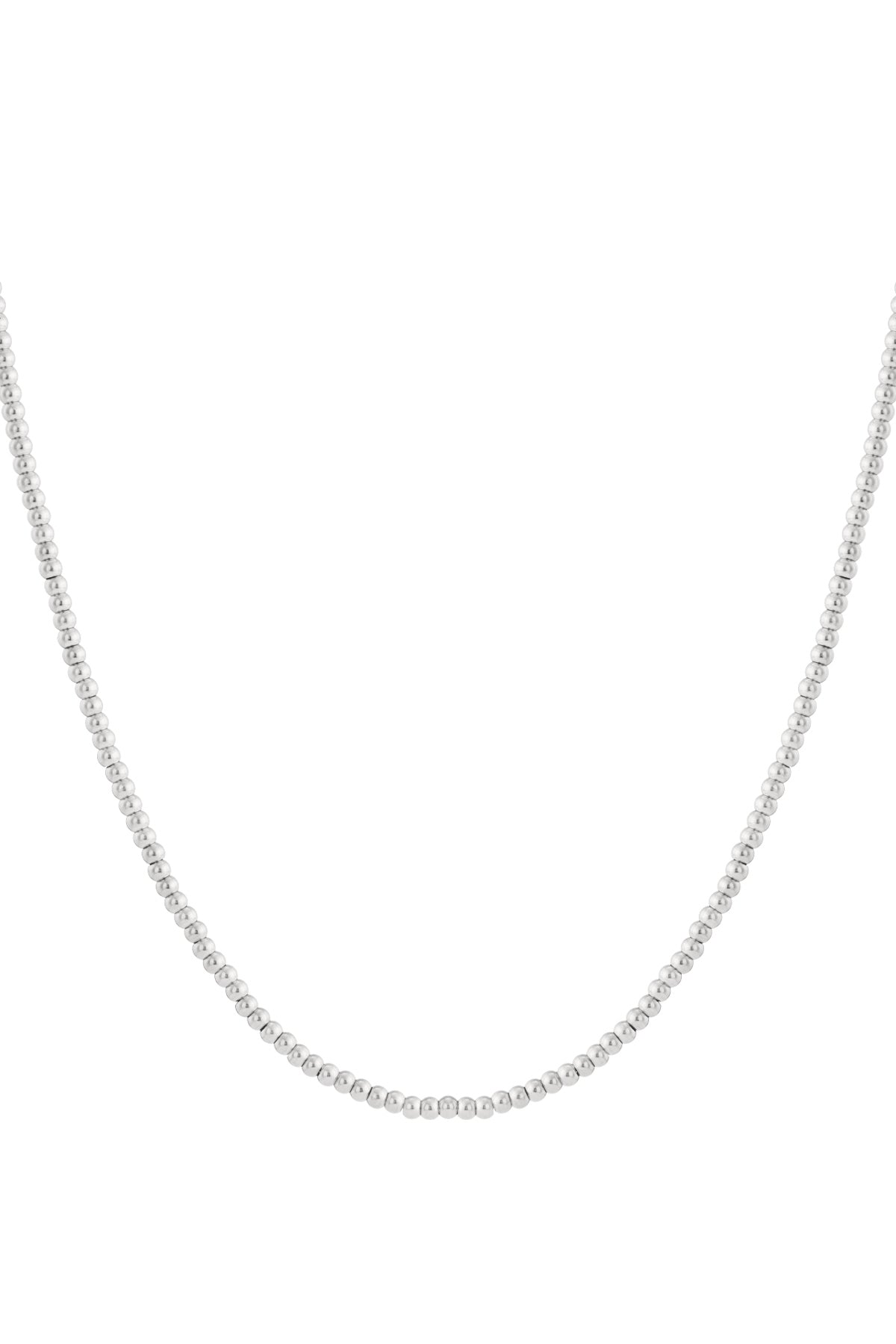 Solid bead necklace-5mm silver color