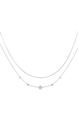 Double Layered Star Necklace silver color