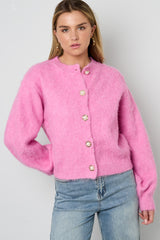 Knitted Women's Knit Cardigan Casual Solid Color