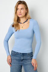 Knitted Nylon Women's Long Sleeve Top Basic Solid Color
