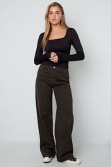 Knitted Nylon Women's Long Sleeve Top Basic Solid Color