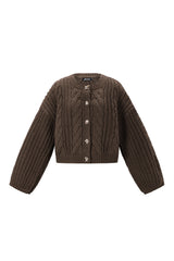 Knitted Women's Cardigan dark brown