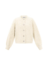 Knitted Women's Knit Cardigan Casual Solid Color Beige