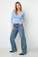 Knitted Nylon Women's Long Sleeve Top Basic Solid Color