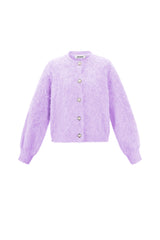 Knitted Women's Knit Cardigan Casual Solid Color Purple